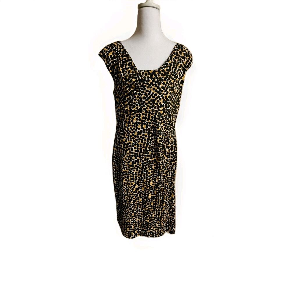 Medium Womens Mid Length Dress Black, Yellow, White
